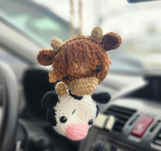 Cow & Highland Cow Car Hanger